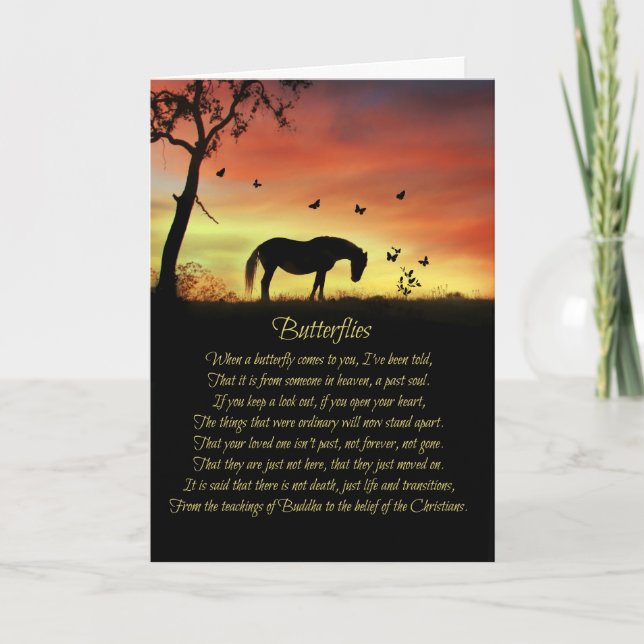 Spiritual Horse Sympathy, Butterfly Sympathy Card (Front)