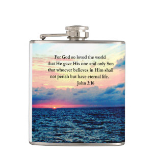 SPIRITUAL JOHN 3:16 PHOTO HIP FLASK