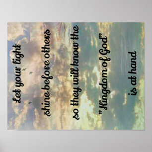 Spiritual "Kingdom of God" Quote on Sky With Birds Poster