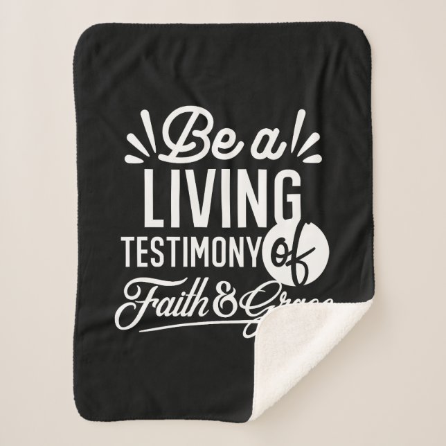 Spiritual Living Testimony Faith and Grace Quote Sherpa Blanket (Front)