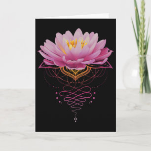 Spiritual Lotus Flower Unalome Zen Meditation Yoga Card