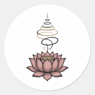 Spiritual Lotus Flower Unalome Zen Meditation Yoga Classic Round Sticker