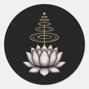 Spiritual Lotus Flower Unalome Zen Meditation Yoga Classic Round Sticker