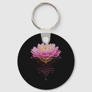 Spiritual Lotus Flower Unalome Zen Meditation Yoga Keychain