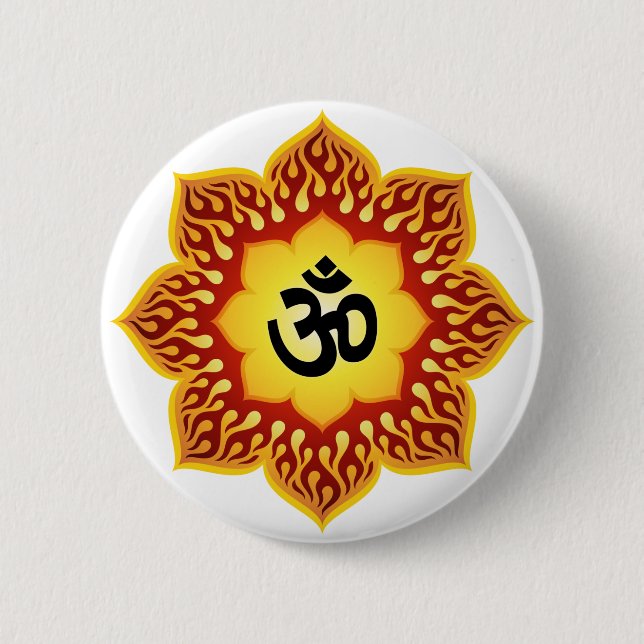 Spiritual Lotus Om Design 2 Inch Round Button (Front)
