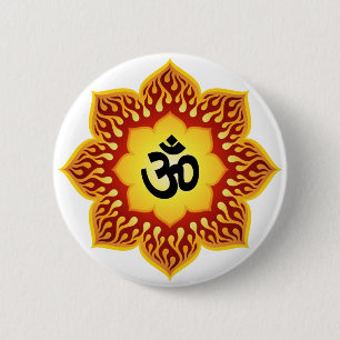 Spiritual Lotus Om Design 2 Inch Round Button