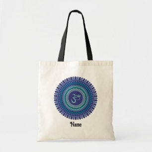 Spiritual Mandala Om Purple Aqua Blue Customized Tote Bag