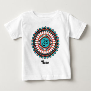 Spiritual Mandala Om Symbol Turquoise Customized Baby T-Shirt