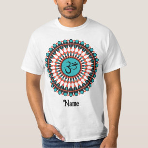 Spiritual Mandala Om Symbol Turquoise Customized T-Shirt