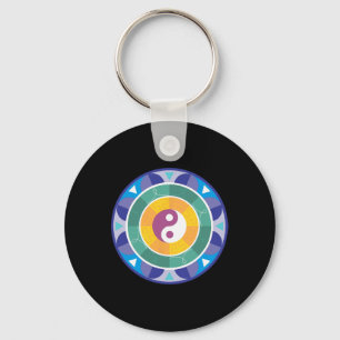 Spiritual Mandala Rainbow Colored Chinese Yin Yang Keychain