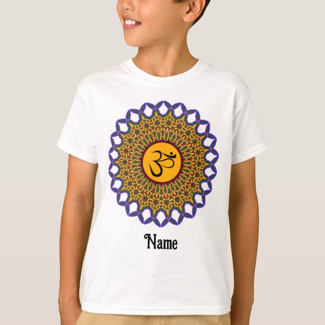 Spiritual Mandala Yoga Om Peacock Customized T-Shirt (Front)