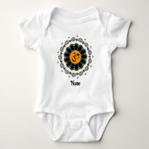 Spiritual Mandala Yoga Om Symbol Blue Customized Baby Bodysuit