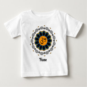 Spiritual Mandala Yoga Om Symbol Blue Customized Baby T-Shirt