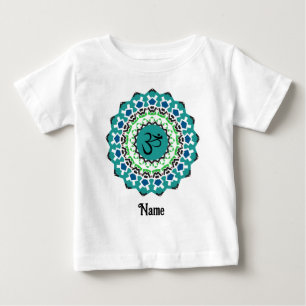 Spiritual Mandala Yoga Om Symbol Blue Customized Baby T-Shirt