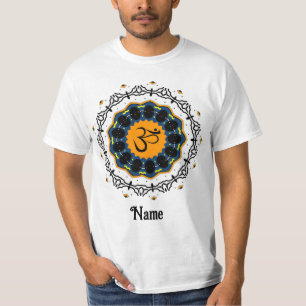 Spiritual Mandala Yoga Om Symbol Blue Customized T-Shirt