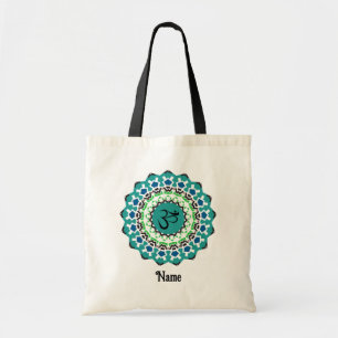 Spiritual Mandala Yoga Om Symbol Blue Customized Tote Bag