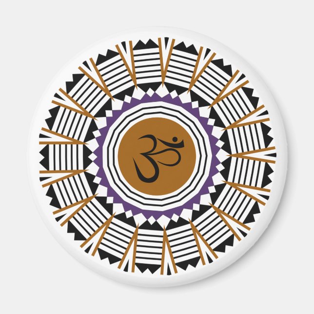 Spiritual Mandala Yoga Om Symbol Geometric Design Magnet (Front)