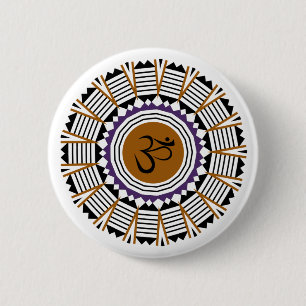 Spiritual Mandala Yoga Om Symbol Tribal Theme 2 Inch Round Button