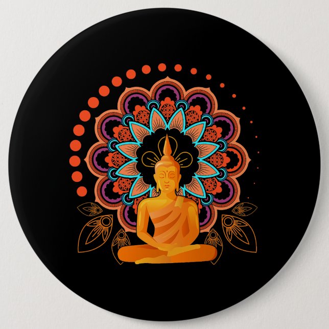 Spiritual meditation Buddha 6 Inch Round Button (Front)
