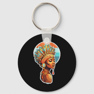 Spiritual Melanin Proud Native Afro American Woman Keychain