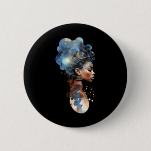 Spiritual Melanin Queen Afro American Space Warrio 2 Inch Round Button