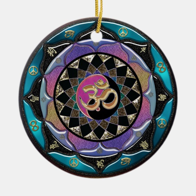 Spiritual Moon Mandala Christmas Ornament (Front)