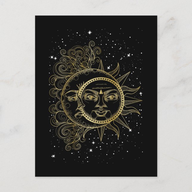 Spiritual Moon Sun Luna Aesthetic Stars Postcard (Front)