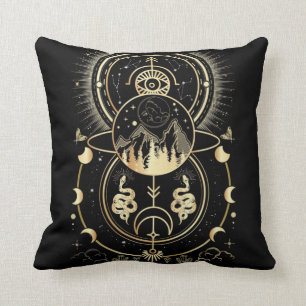 Spiritual Nature Moon Astrology Stars Snake Throw Pillow