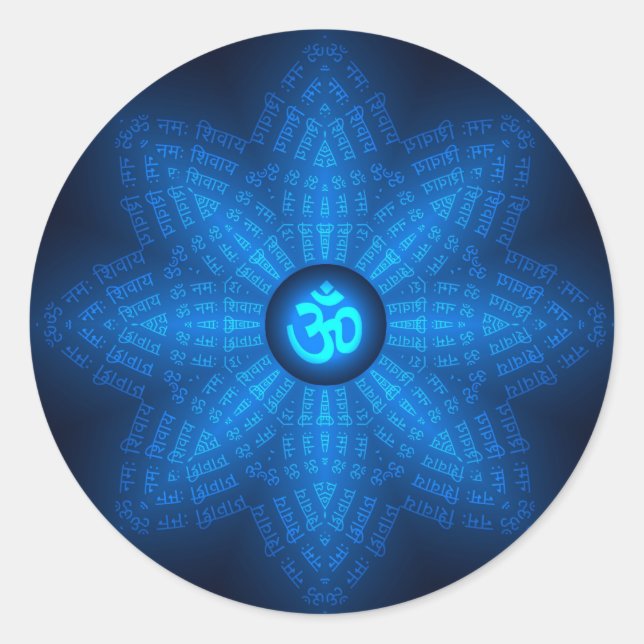 Spiritual Om Mantra Classic Round Sticker (Front)