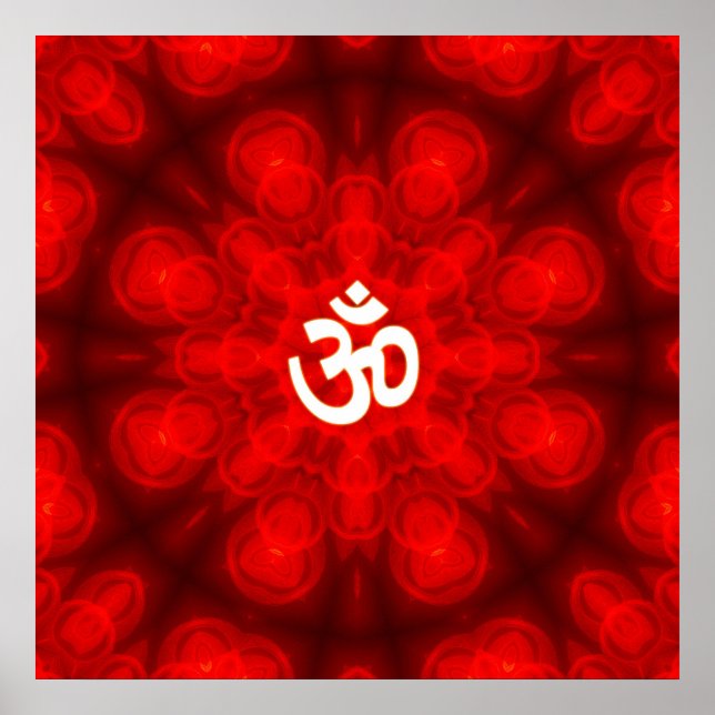 Spiritual Om On Mandala Background Poster (Front)