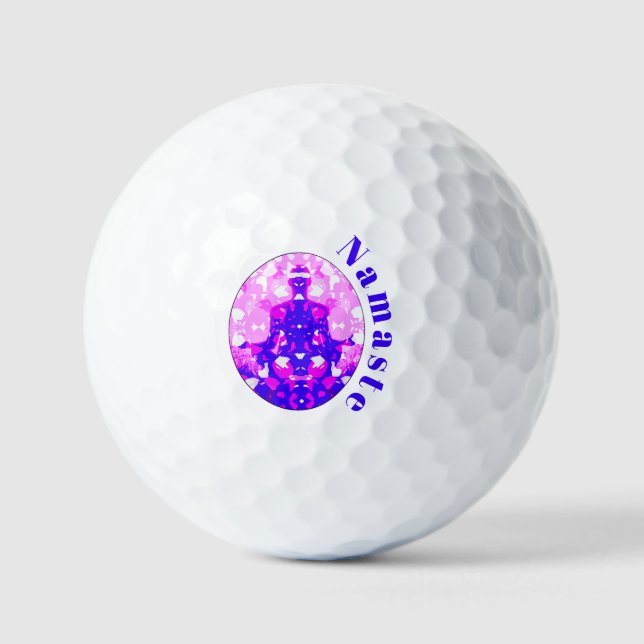 Spiritual Pink Sitting Yoga Pose Namaste Golf Balls (Front)