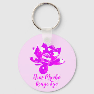 Spiritual Pink & White Symetry Lotus Flower Keychain