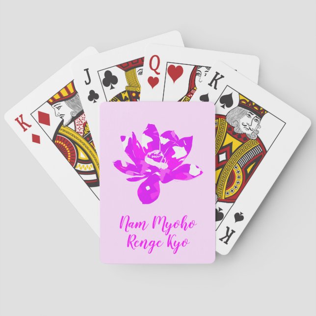 Spiritual Pink & White Symetry Lotus Flower Playing Cards (Back)