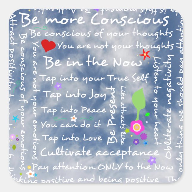 Spiritual positive affirmations square sticker (Front)