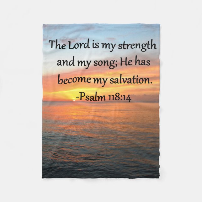 SPIRITUAL PSALM 118:14 SUNRISE PHOTO DESIGN FLEECE BLANKET (Front)