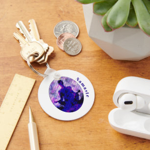 Spiritual Purple Sitting Yoga Pose Namaste Keychain