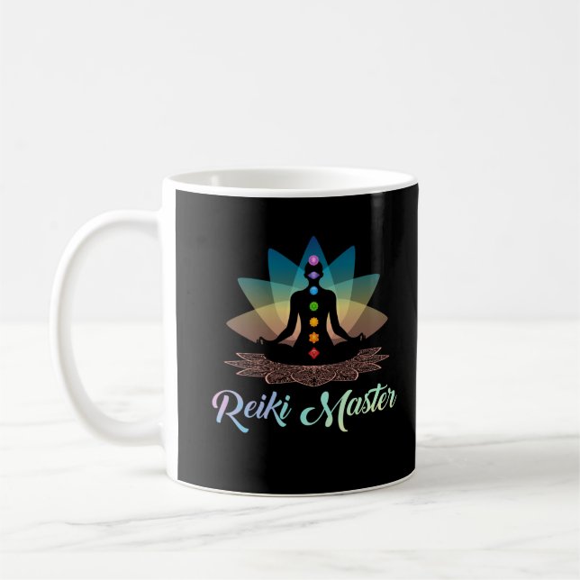 Spiritual Reiki Master Chakra Yoga Meditation Coffee Mug (Left)