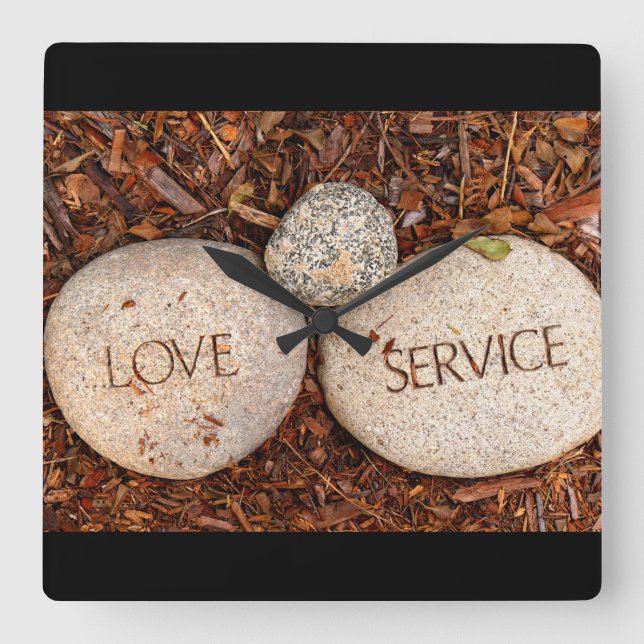 Spiritual Religious Stone Square Wall Clock (Front)
