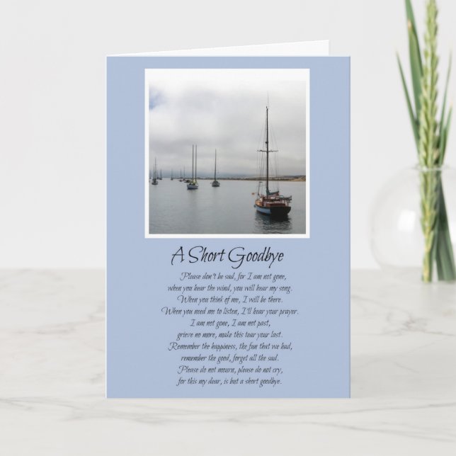 Spiritual Sailboats in Harbour Coastal Sympathy Card (Front)