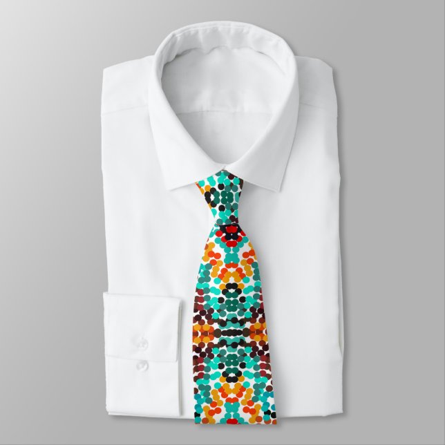 Spiritual Southwestern Cross Dot Tile Art Tie (Tied)