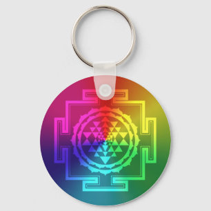 Spiritual Sri Yantra - Rainbow Keychain