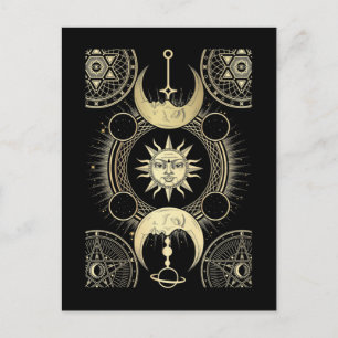 Spiritual Sun and Moon Art Astrology Signs Postcard