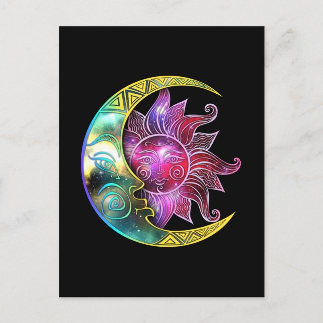 Spiritual Sun Moon Galaxy Postcard (Front)