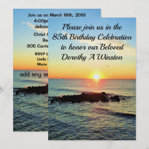 SPIRITUAL SUNRISE 85TH BIRTHDAY INVITATIONS