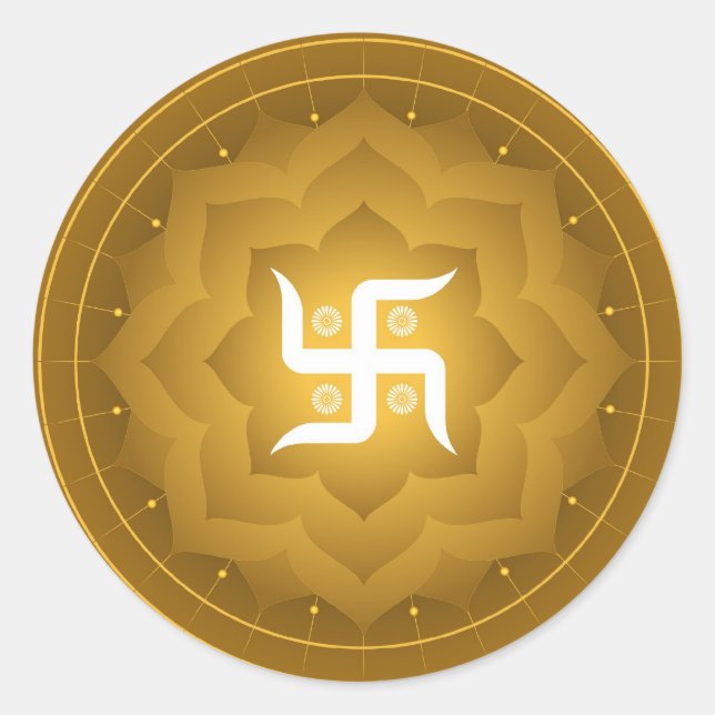 Spiritual Swastika On Lotus Classic Round Sticker (Front)