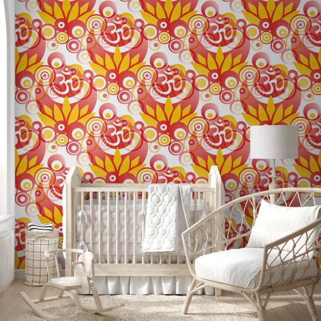 Spiritual Symbols Om Lotus - seamless pattern 1 Wallpaper (Kids)