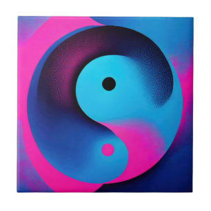 Spiritual Symmetry Yin Yang Colourful Abstract Art Tile