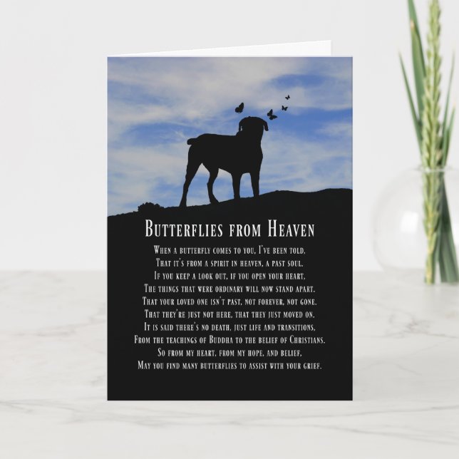 Spiritual Sympathy Card with Dog and Butterflies (Front)