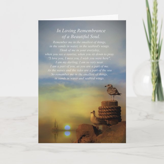 Spiritual Sympathy Poem with Sailboat and Birds Card (Front)