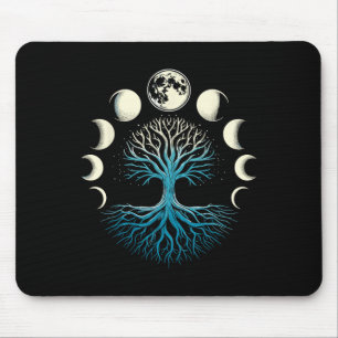 Spiritual Tree Moon Phases Yoga Mouse Pad